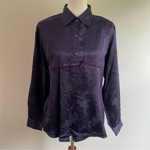 Vintage Silk Button Up Long Sleeve Blouse